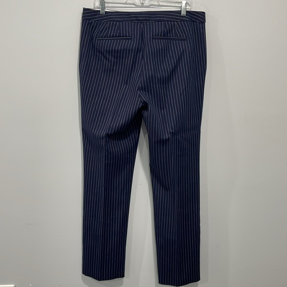 Talbots pants navy blue pinstripe cotton size 12 women’s straight bootcut - Picture 6 of 16
